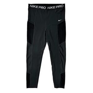 Nike Pro Dri Fit Mesh Inset Crop Leggings Black Women's L